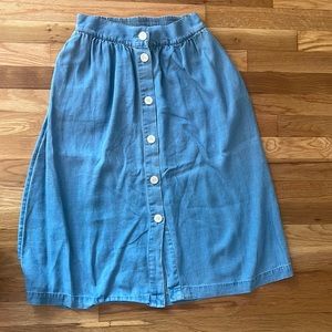 Loft Chambray Button Midi Skirt